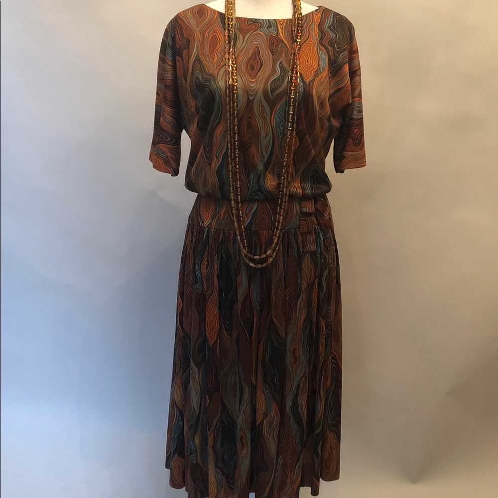 Vintage 1960’s Swirl Design Drop Waist Dress